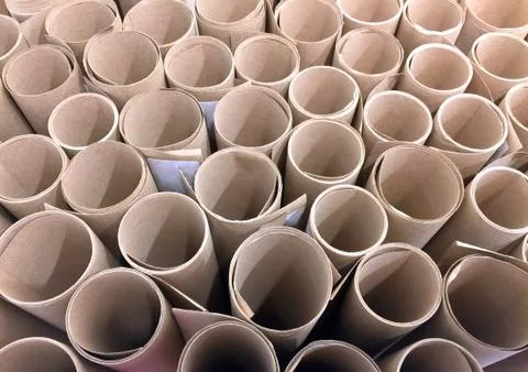 Brown Paper Rolls Background Stock Photos