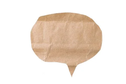 Brown paper speech bubble isolated Stock Photos