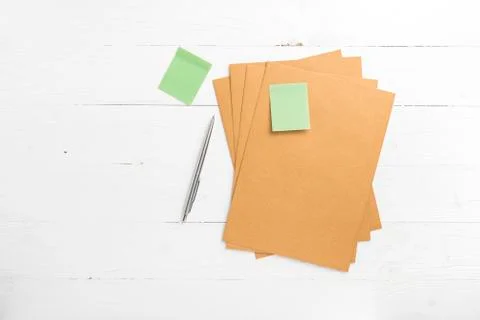 Brown paper with sticky note Stock Photos