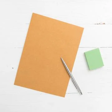 Brown paper with sticky note Stock Photos