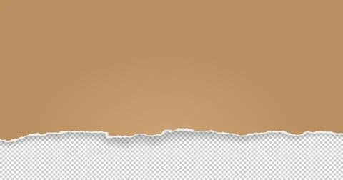 Brown paper with torn edge and soft shadow are on squared background for text. Illustrazione stock