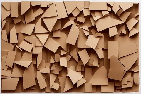 Brown paper torn or ripped pieces of paper in white background. Abstract form. Stock Illustration