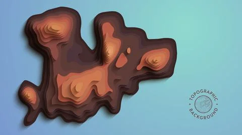 Brown papercut abstract background. 3d art vector cutout. Topographic map design Illustrazione stock