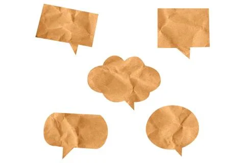 Brown papper wrinkle bubble speech Stock Photos