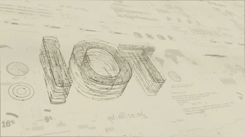 Brown particle IOT logo with head up display and futuristic technology Stock Footage 166226624