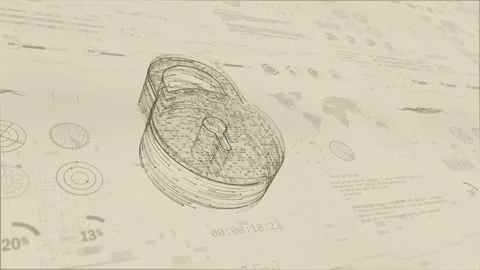 Brown particle security key logo with head up display and futuristic technology Stock Footage 166226611