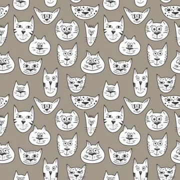 Brown pattern with cats Stock Illustration