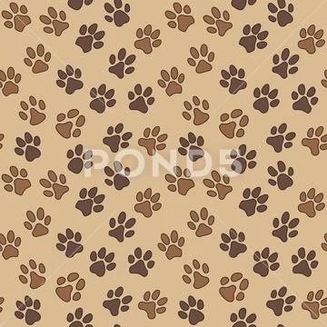 Cats Paw Print. Vector seamless pattern. Poster