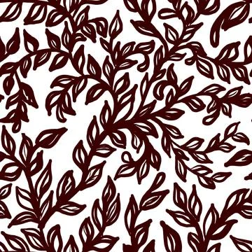 Brown pattern with leaves Stock Illustration