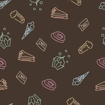 Brown pattern with sweets Stock Illustration