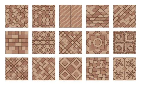Brown pavement top view pattern street cobblestone Stock Illustration