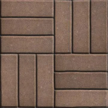 Brown Paving Slabs of Rectangles Laid Out on Three Pieces Perpendicular to Each Stock Illustration