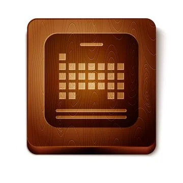 Brown Periodic table of the elements icon isolated on white background. Wooden Stock Illustration