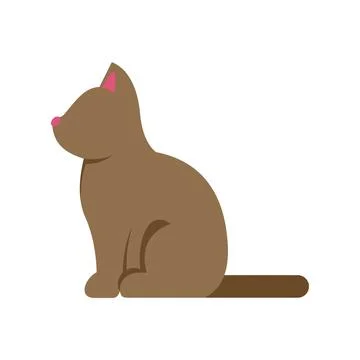 Brown pet cat sitting looking forward illustration Stock Illustration