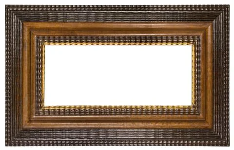 Brown Picture Frame with Path Isolated on a White Background Foto stock