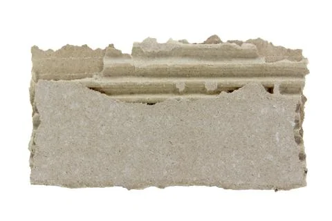 Brown piece of ripped paper edge cardboard texture isolated on white backgr.. Stock Photos