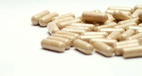 Brown pills 스톡 사진