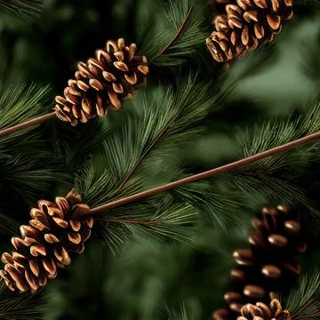 Brown Pine Cone Pinecones &amp; Fir Tree Seamless Background Illustration Stock Illustration