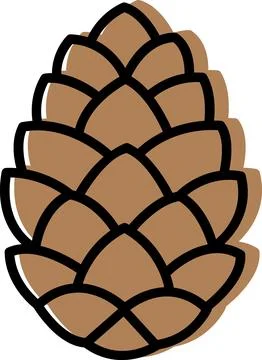 Brown Pine Cone Winter Nature Icon Stock Illustration