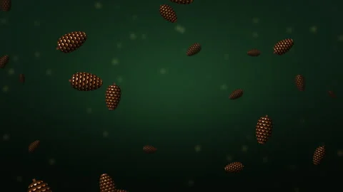 Brown pine cones tumbling down on dark green background, 4K seamless loop Видео 347853960