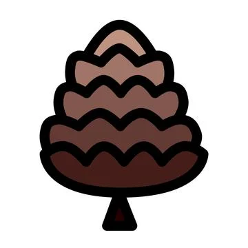 Brown pine nut flat icon Stock Illustration