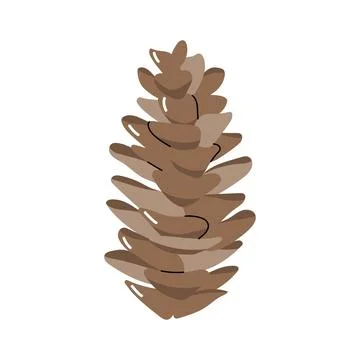 Brown pinecone vector illustration isolated on white background Illustrazione stock