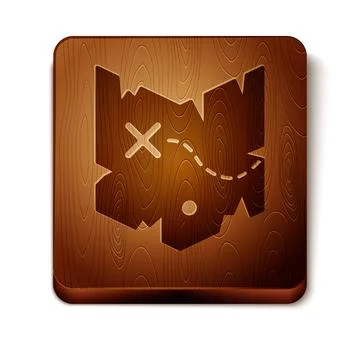 Brown Pirate treasure map icon isolated on white background. Wooden square Stock Illustration