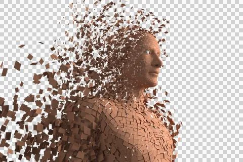 Brown pixelated 3d man Stock Illustration