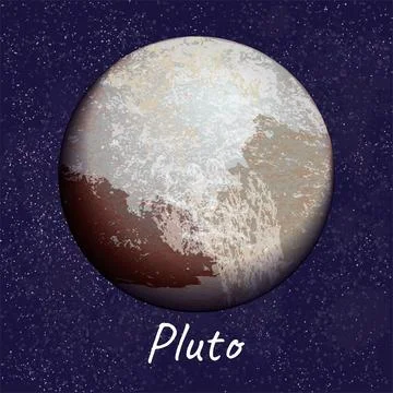 The brown planet Pluto on dark blue space background Stock Illustration
