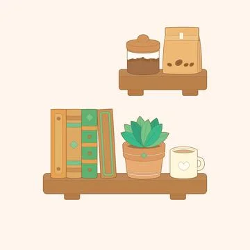 Brown plant bookshelf Stock Illustration