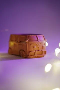 Brown Plaster Box Bus Shaped Box. Stock Photos