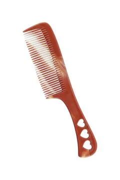Brown plastic comb isolated on white Stock Photos
