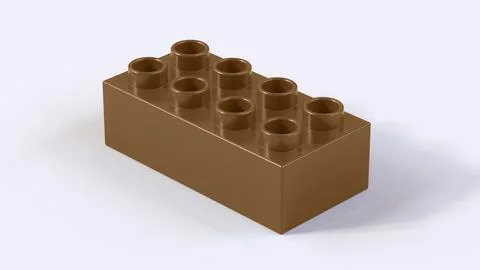 Brown Plastic Construction Brick Isolated on White Background Stock Illustration