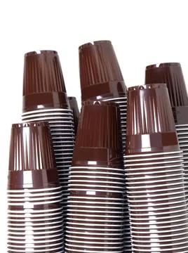 Brown plastic cups Groups of one time use plastic cups Copyright: xZoonar.... Stock Photos
