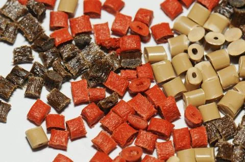 Brown plastic granules Stock Photos