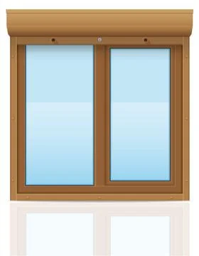 Brown plastic window with rolling shutters illustration Ilustración de archivo
