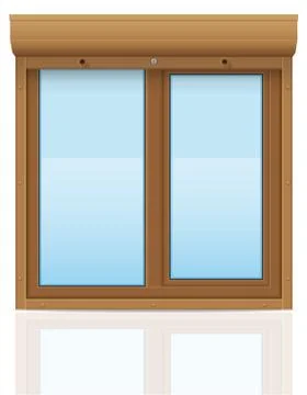 Brown plastic window with rolling shutters vector illustration Ilustración de archivo