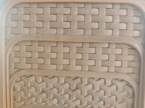 Brown Plastic Woven Wicker Texture Background Pattern Stockfoto's