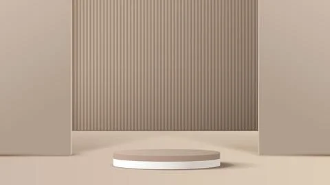 Brown podium display minimal background product display scene of abstract l.. Stock-Illustration