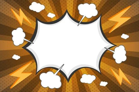 Brown Pop Art Comic Explosion Frame with Lightning Bolts and Stars Stock Illustration