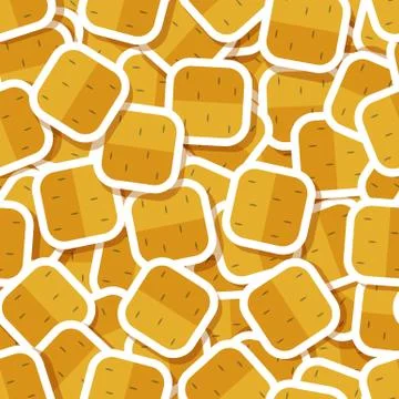 Brown potato vegetable sticker seamless pattern Stock Illustration
