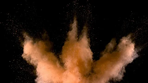 Brown powder dust explosion. Slow motion movement in three directions Video stock 122494995