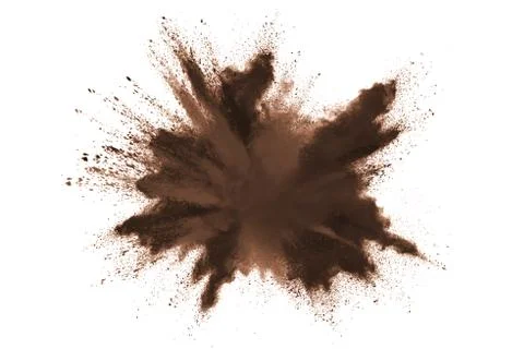 Brown powder explosion on white background. Stock Illustration