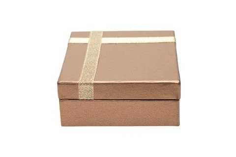 Brown present box isolated over white background Stock Photos