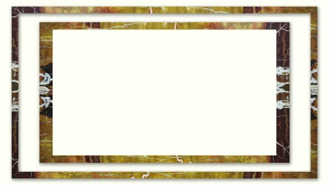 Brown Printed Marble Frame In Plain White Surface - close up Stock Footage 132856064