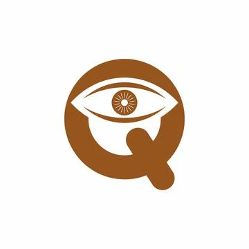 Brown Q initial letter with eye logo Stock Illustration