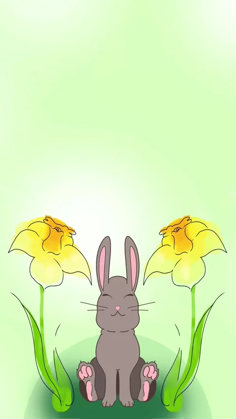 Brown Rabbit eastern flower green Stock Footage 300161958