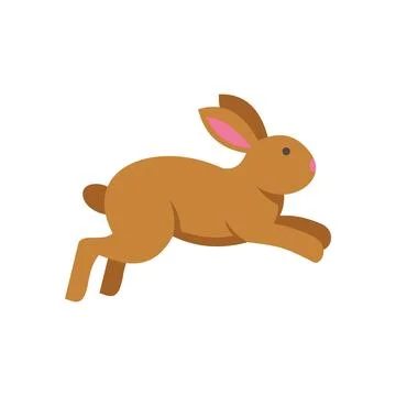 Brown rabbit jumping and running fast, minimalist vector illustration 스톡 일러스트