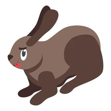 Brown rabbit running fast with isometric view 스톡 일러스트