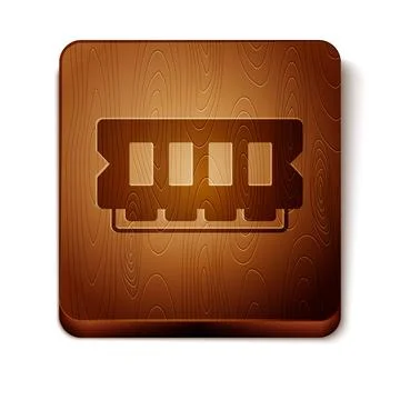 Brown RAM, random access memory icon isolated on white background. Wooden square Stock Illustration